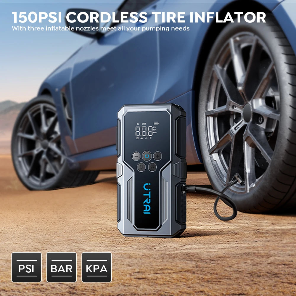 4-in-1 Jump Starter, Air Compressor, Power Bank and Flashlight