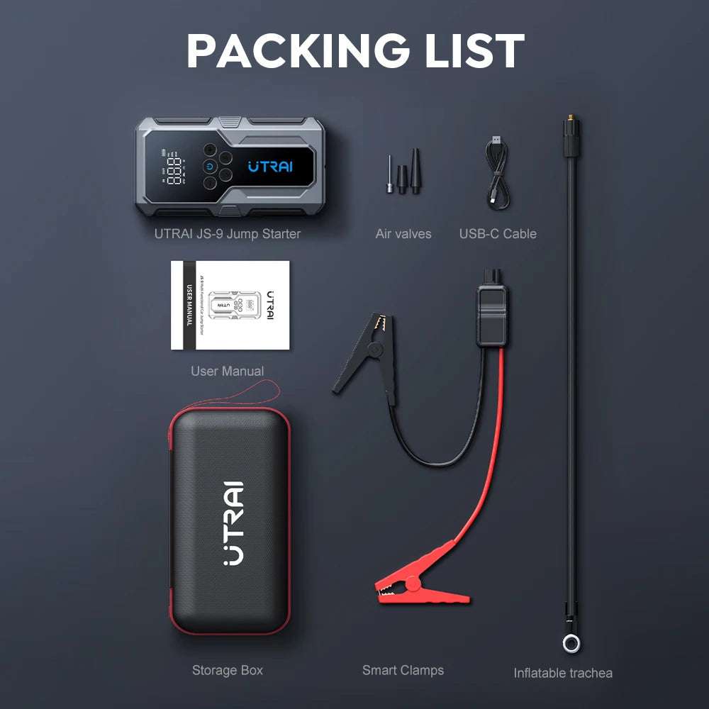 4-in-1 Jump Starter, Air Compressor, Power Bank and Flashlight